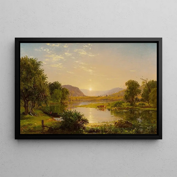 Przygotowania łodzi nad jeziorem Greenwood - Jasper Francis Cropsey — oprawiony obraz na ścianie