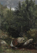 Drzewa i strumień na wzgórzu - Jasper Francis Cropsey — oprawiony obraz na ścianie