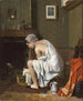 Młoda kobieta przy swojej toalecie - Jean - Alphonse Roehn — widok dzieła