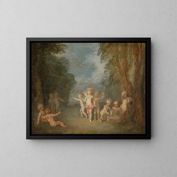 Królestwo Amora - Jean-Antoine Watteau — oprawiony obraz na ścianie