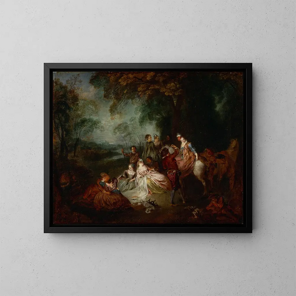 Festiwal na łonie natury - Jean-Antoine Watteau — oprawiony obraz na ścianie