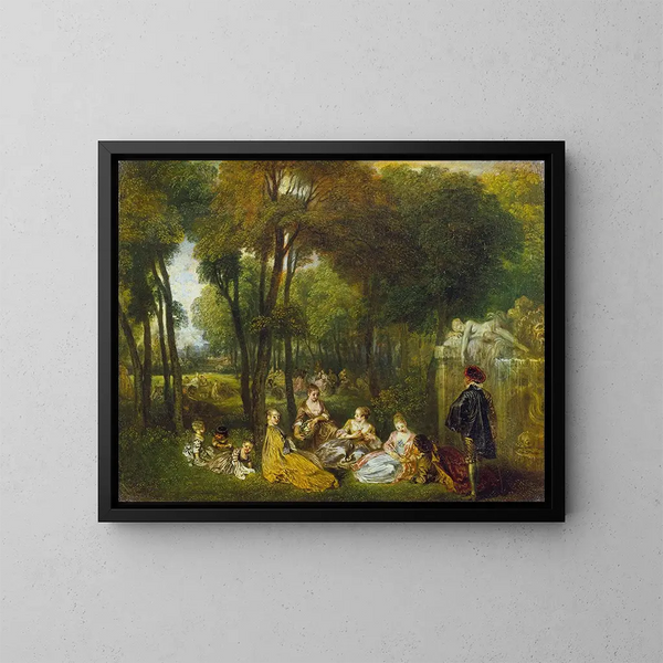 Les Champs-Élysées - Jean-Antoine Watteau — oprawiony obraz na ścianie