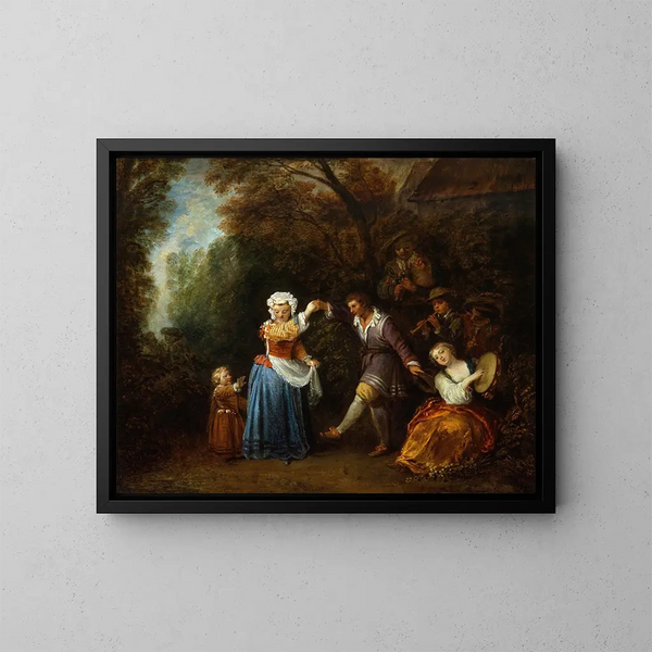 La danse de campagne - Jean-Antoine Watteau — oprawiony obraz na ścianie