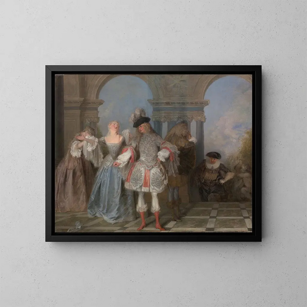 Les Comédiens français - Jean-Antoine Watteau — oprawiony obraz na ścianie