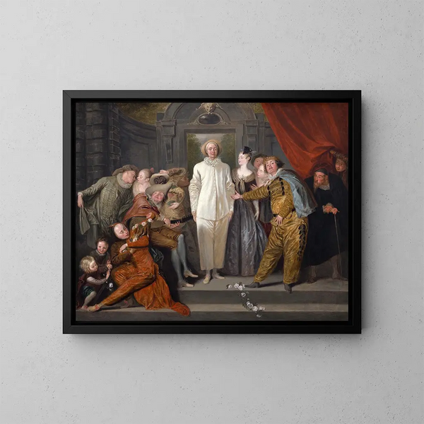 Les Comédiens italiens - Jean-Antoine Watteau — oprawiony obraz na ścianie