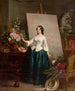 Kobieta malarka kwiatów przy sztaludze - Jean - Baptiste Antoine Émile Branger — widok dzieła