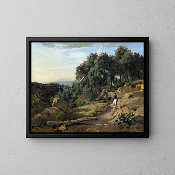 pejzażu w pobliżu Volterry - Jean-Baptiste-Camille Corot — oprawiony obraz na ścianie