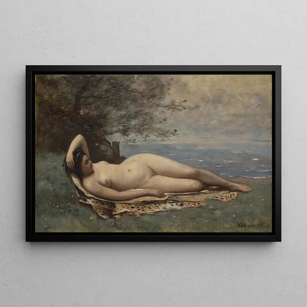 Bacchante przy brzegu morza - Jean-Baptiste-Camille Corot — oprawiony obraz na ścianie