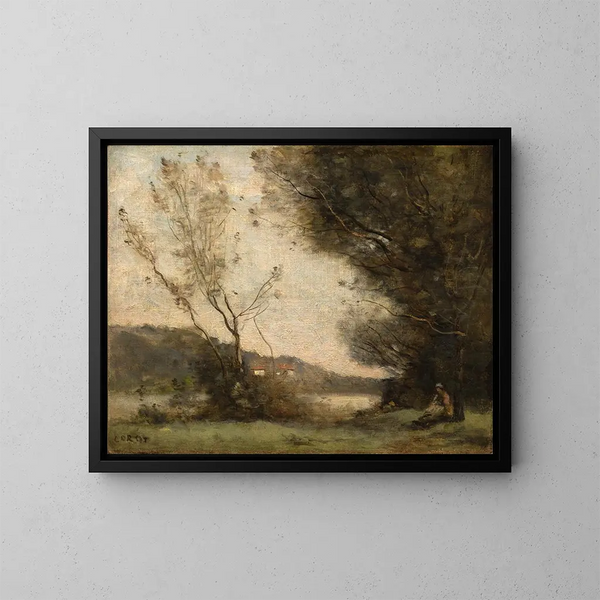 Nad brzegiem rzeki - Jean-Baptiste-Camille Corot — oprawiony obraz na ścianie