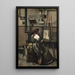 Atelier de Corot Kobieta siedząca przed sztalugą z mandoliną w ręku - Jean-Baptiste-Camille Corot — oprawiony obraz na ścianie