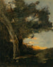 Zachód słońca z lwicą - Jean-Baptiste-Camille Corot — widok dzieła