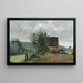 Podwórko na farmie z jeźdźcem i małą dziewczynką na pierwszym planie - Jean-Baptiste-Camille Corot — oprawiony obraz na ścianie