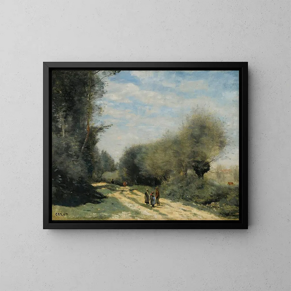 Droga na wsi w Crcy-en-Brie - Jean-Baptiste-Camille Corot — oprawiony obraz na ścianie