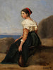 Kobieta siedząca trzymająca mandolinę - Jean-Baptiste-Camille Corot — widok dzieła