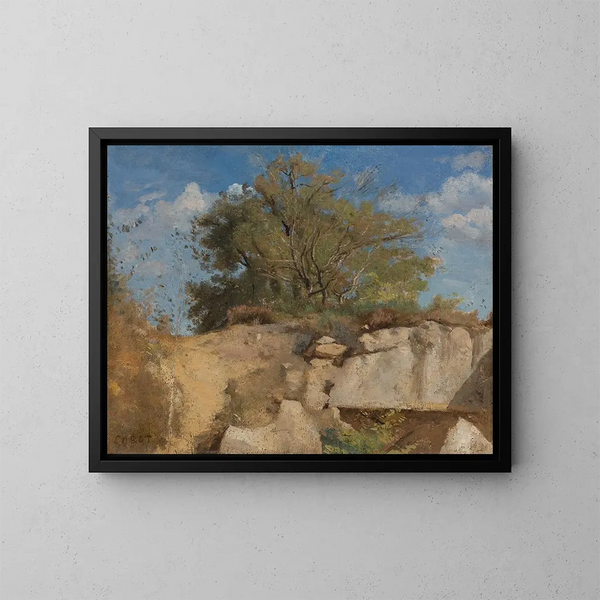 Fontainebleau, szczyt drzewiastej kariery - Jean-Baptiste-Camille Corot — oprawiony obraz na ścianie