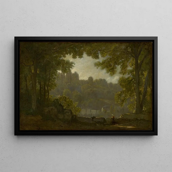 pejzażu leśnego - Jean-Baptiste-Camille Corot — oprawiony obraz na ścianie