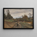 Gouvieux, chłop i dziewczyna, droga i wieś z chałupami - Jean-Baptiste-Camille Corot — oprawiony obraz na ścianie