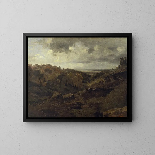 pejzażu włoskiego w pobliżu Marino jesienią - Jean-Baptiste-Camille Corot — oprawiony obraz na ścianie