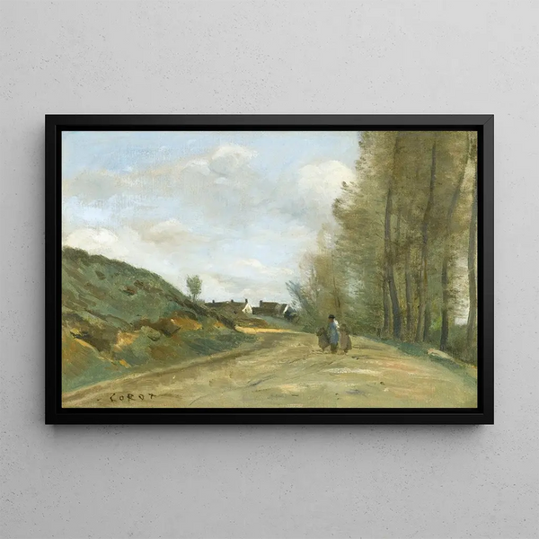 La Route de Gouvieux près de Chantilly - Jean-Baptiste-Camille Corot — oprawiony obraz na ścianie