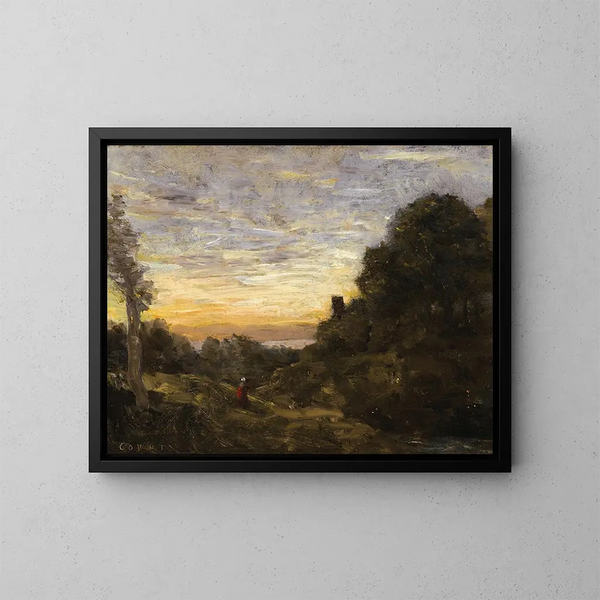 Wieża w drzewach - Jean-Baptiste-Camille Corot — oprawiony obraz na ścianie