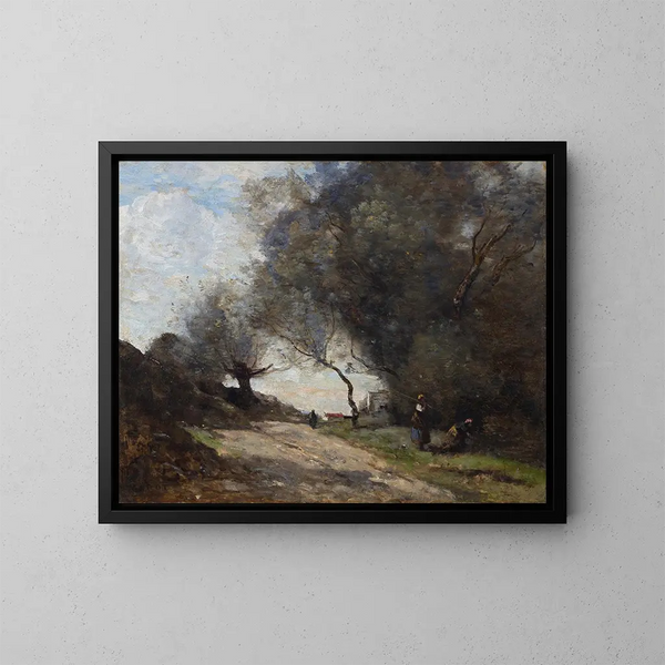 Zbiór na skraju drogi - Jean-Baptiste-Camille Corot — oprawiony obraz na ścianie