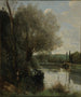 La liseuse sur la rive boisée - Jean-Baptiste-Camille Corot — widok dzieła