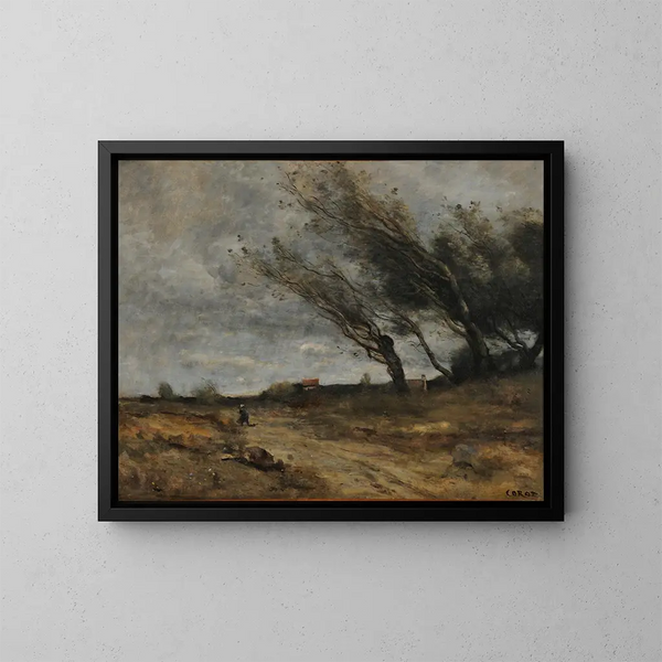 Le Coup de vent - Jean-Baptiste-Camille Corot — oprawiony obraz na ścianie