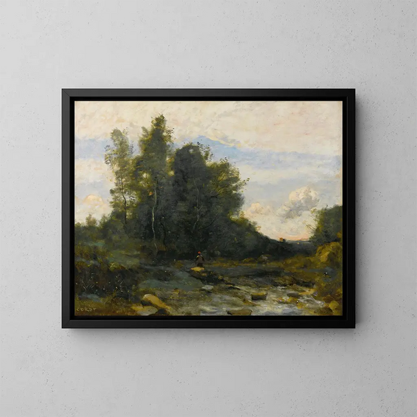 Le Torrent pierreux - Jean-Baptiste-Camille Corot — oprawiony obraz na ścianie