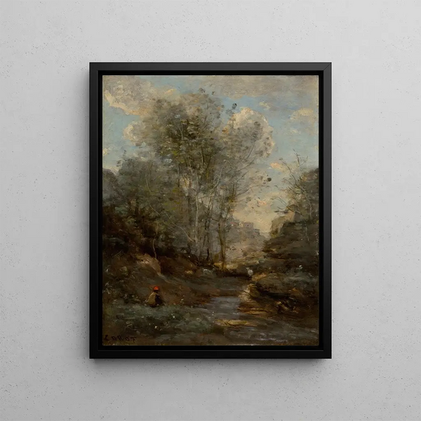 Le Vallon des Chèvres Souvenir du Lac de Garde - Jean-Baptiste-Camille Corot — oprawiony obraz na ścianie