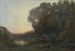 Łódka, brzeg, zachodzące słońce - Jean-Baptiste-Camille Corot — widok dzieła