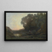 Łódka, brzeg, zachodzące słońce - Jean-Baptiste-Camille Corot — oprawiony obraz na ścianie