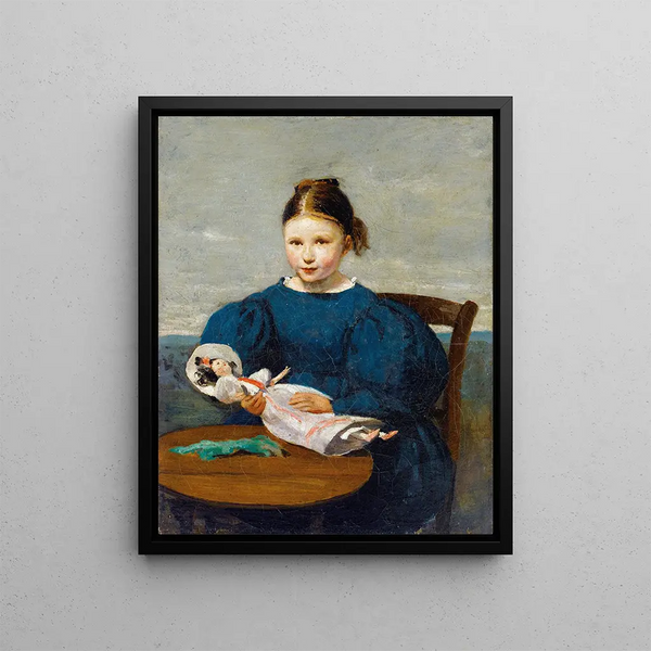 Mała dziewczynka z lalką - Jean-Baptiste-Camille Corot — oprawiony obraz na ścianie