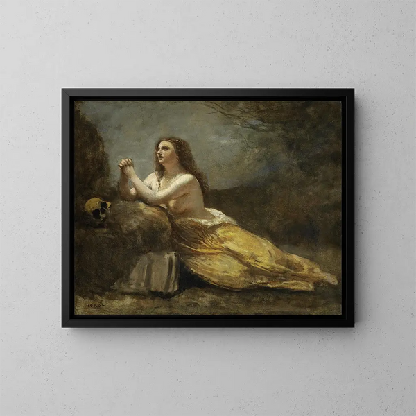 Madeleine w modlitwie - Jean-Baptiste-Camille Corot — oprawiony obraz na ścianie