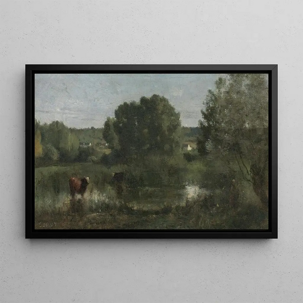 Marcoussis La Mare aux Vaches - Jean-Baptiste-Camille Corot — oprawiony obraz na ścianie