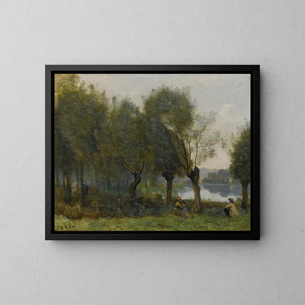 Montgeron, Saulaie au bord de l'eau - Jean-Baptiste-Camille Corot — oprawiony obraz na ścianie