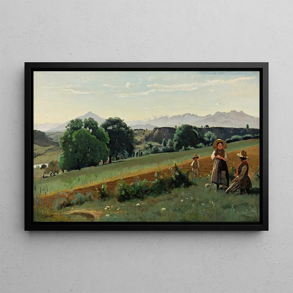 Mornex, Haute-Savoie, na tle Mont Blanc - Jean-Baptiste-Camille Corot — oprawiony obraz na ścianie