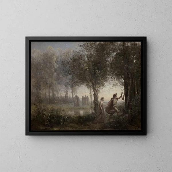 Orfeusz wyprowadzający Eurydykę z Hadesu - Jean-Baptiste-Camille Corot — oprawiony obraz na ścianie
