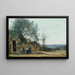 Wieśniaków siedzących przy stole przed kawiarnią - Jean-Baptiste-Camille Corot — oprawiony obraz na ścianie