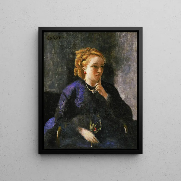 Portret kobiety - Jean-Baptiste-Camille Corot — oprawiony obraz na ścianie