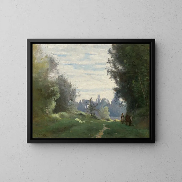 Promienie porannego światła - Jean-Baptiste-Camille Corot — oprawiony obraz na ścianie