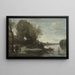 Rzeka z odległą wieżą - Jean-Baptiste-Camille Corot — oprawiony obraz na ścianie