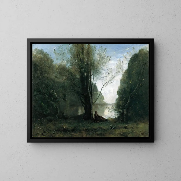 Samotność, pamiątka z Vigen Limousin - Jean-Baptiste-Camille Corot — oprawiony obraz na ścianie