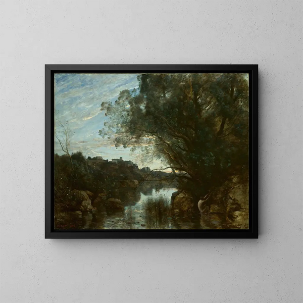 Pamiątka z okolic jeziora Nemi - Jean-Baptiste-Camille Corot — oprawiony obraz na ścianie