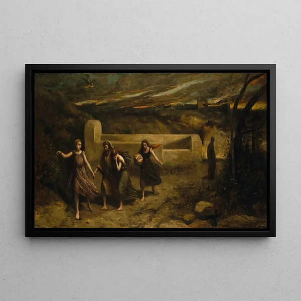 L'incendie de Sodome - Jean-Baptiste-Camille Corot — oprawiony obraz na ścianie