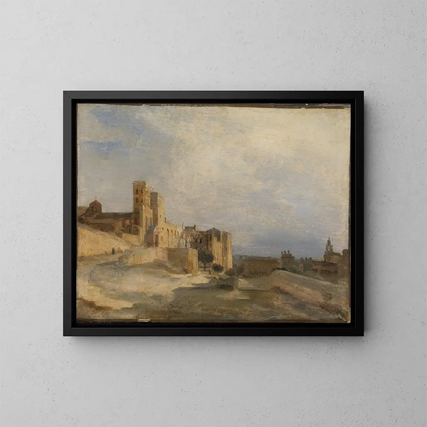 Pałac Papieży w Avignon - Jean-Baptiste-Camille Corot — oprawiony obraz na ścianie