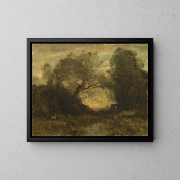 L'Étang à l'entrée des bois - Jean-Baptiste-Camille Corot — oprawiony obraz na ścianie