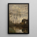 Zakamarek rzeki z domem i topolami - Jean-Baptiste-Camille Corot — oprawiony obraz na ścianie