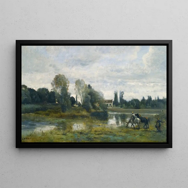 Ville d'Avray L'abreuvoir des chevaux - Jean-Baptiste-Camille Corot — oprawiony obraz na ścianie