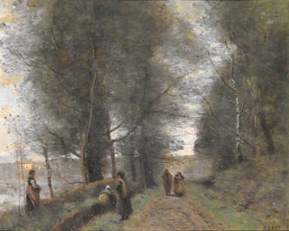 JeanBaptisteCamille Corot - Ville dAvray Woodland Path Bordering the Pond.webp