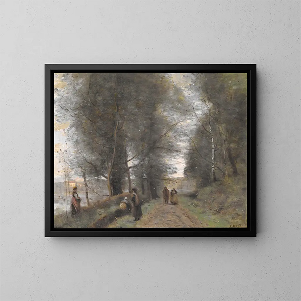 Leśna ścieżka w Ville-d'Avray przy stawie - Jean-Baptiste-Camille Corot — oprawiony obraz na ścianie